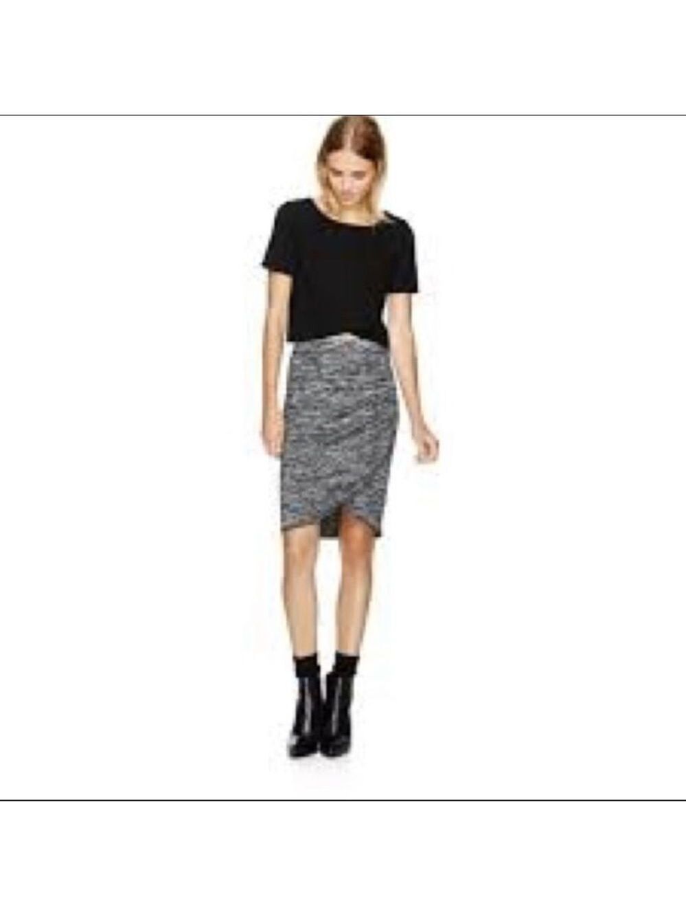 𝅺ARITZIA Wilfred gray ruched stretchy Tyra skirt size small - Picture 2 of 9